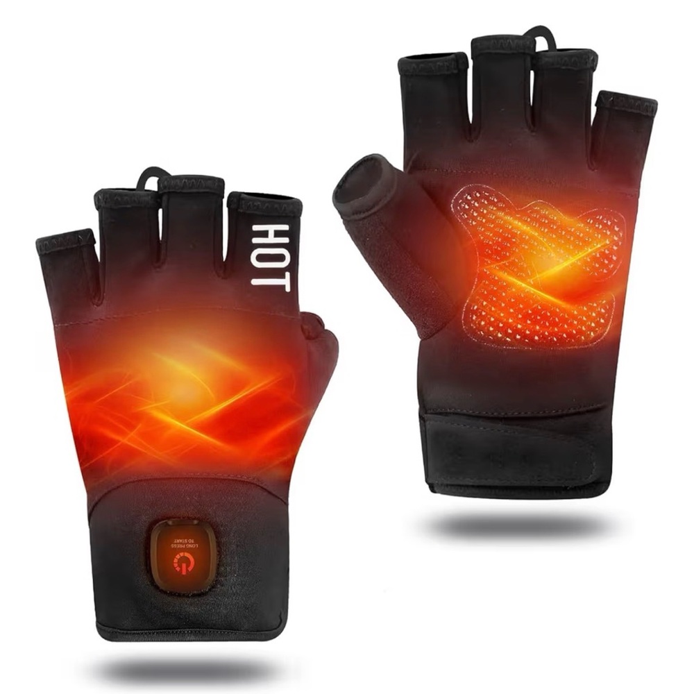 UNCN Black Heated Half-Finger Gloves | touchscreen gloves women’s men’s